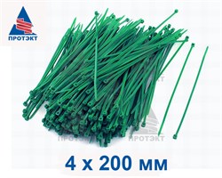 Хомут пластиковый, размер 4х200 мм, зеленый - фото 20366