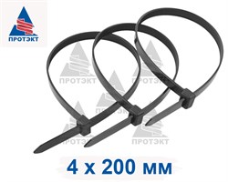 Хомут пластиковый, размер 4х200 мм, черный - фото 20368