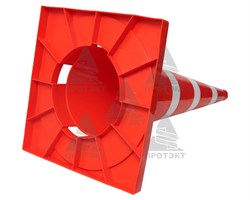 Конус дорожный с 3 белыми полосами КС-3.4, цельнолитой - фото 22066