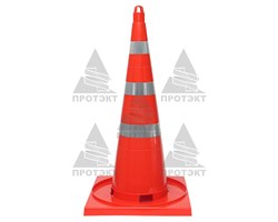 Конус дорожный с 3 светоотражающими полосами КС-3.8, цельнолитой - фото 22081