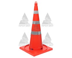 Конус дорожный с 3 светоотражающими полосами КС-3.8, цельнолитой - фото 22082