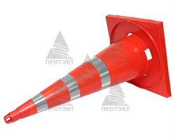 Конус дорожный с 3 светоотражающими полосами КС-3.8, цельнолитой - фото 22084