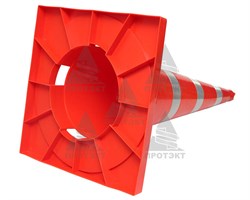 Конус дорожный с 3 светоотражающими полосами КС-3.8, цельнолитой - фото 22085