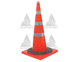 Конус для аэропортов с 3 светоотражающими полосами с утяжелителем КС-3.10.0, цельнолитой - фото 22094