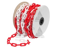 Цепь оградительная сигнальная пластиковая красно-белая 6мм*25 п.м. - фото 22510