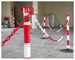 Цепь оградительная сигнальная пластиковая красно-белая 6мм*25 п.м. - фото 22511