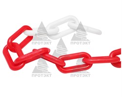 Цепь оградительная сигнальная пластиковая красно-белая 6мм*25 п.м. - фото 22513