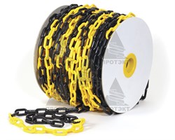 Цепь оградительная сигнальная пластиковая желто-черная 8 мм * 25 п.м. - фото 22521