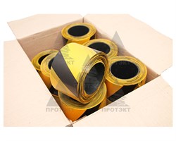 Оградительная лента желто черная Эконом ЛО-200/75 - фото 22695