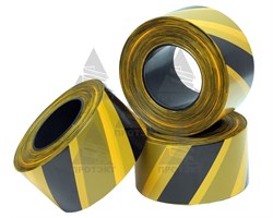 Оградительная лента желто черная Стандарт ЛО-250/75 - фото 22720