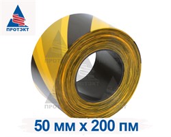 Оградительная лента желто черная Эконом ЛО-200/50 - фото 22773