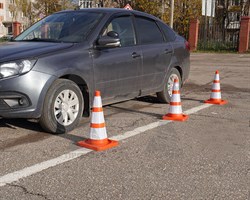 Маска для конуса 510 мм с 3-мя белыми светоотражающими полосами - фото 23426