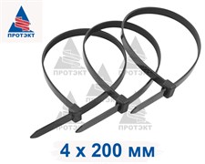 Хомут пластиковый, размер 4х200 мм, черный